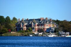 Idle Hour, exterior seen across the Connetquot River