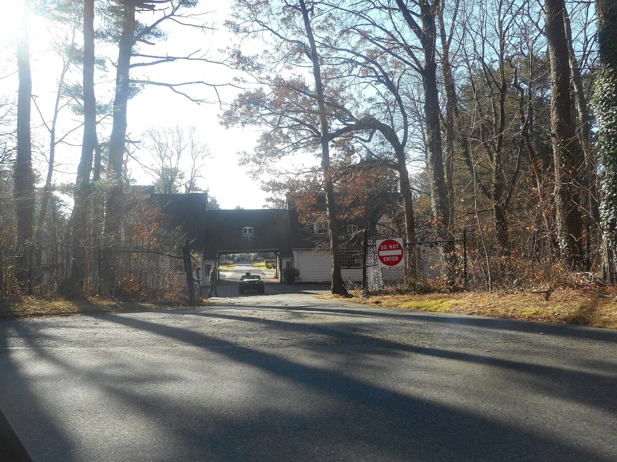 Nassau Hall, exterior of the stable and garage outbuilding from Muttontown Road
