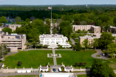 Wiley Hall (Bendel and Chrysler estate), aerial of the Academy with the Forker House mansion at center (per file description)